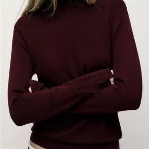 Zara Rich Maroon Turtleneck Sweater